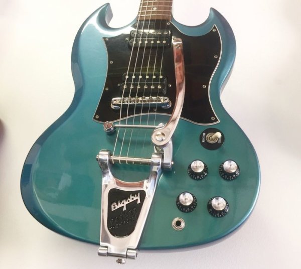 画像1: 2001 Gibson SG Blue Teal “Flip Flop” w/Bigsby B3 & Towner Down Tension Bar 売却済 (1)