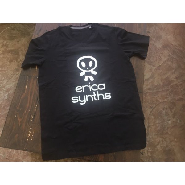 画像1: Erica Synths logo T-shirt V Neck Black size L (1)